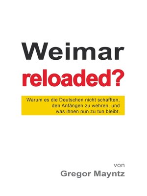 cover image of Weimar reloaded?